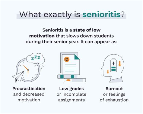 Symptoms include Laziness, an over-excessive wearing of track pants, old athletic shirts,. . Senioritis definition in spanish
